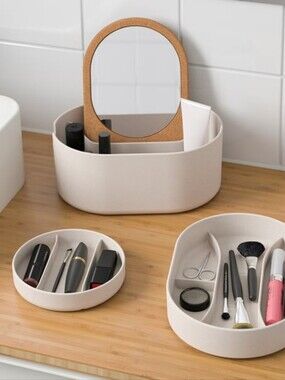 IKEA SAXBORGA Storage box with mirrored lid plastic cork